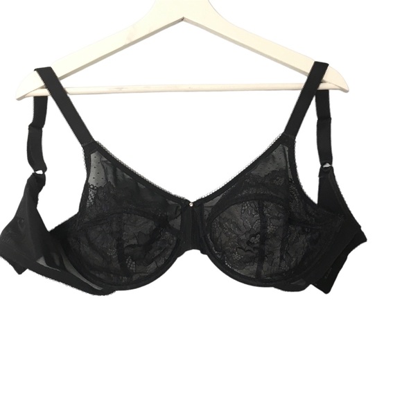 Vanity Fair Black Fine Lace Full Coverage Adjustable Lightweight Bra 38 D - Picture 5 of 5